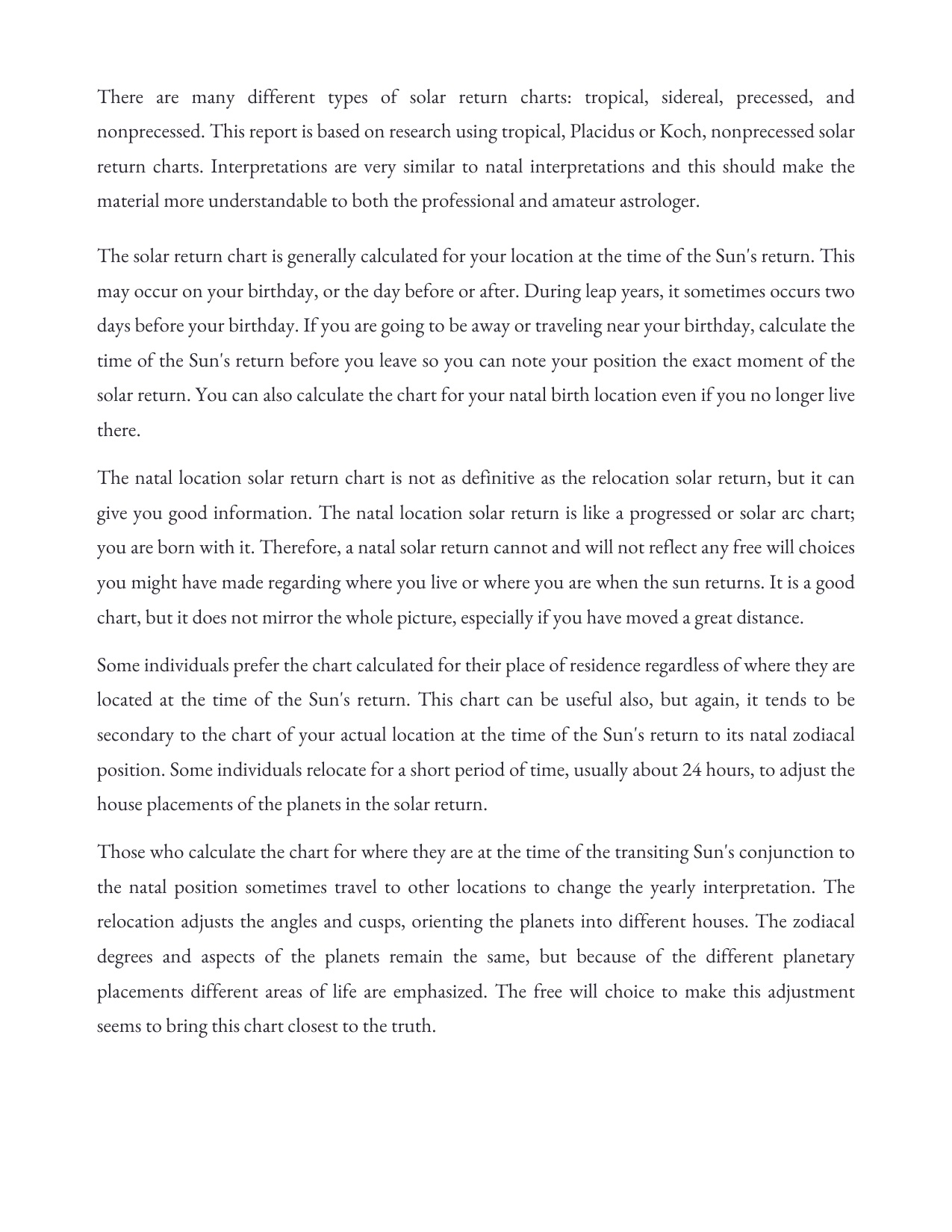 Solar Return &mdash; sample