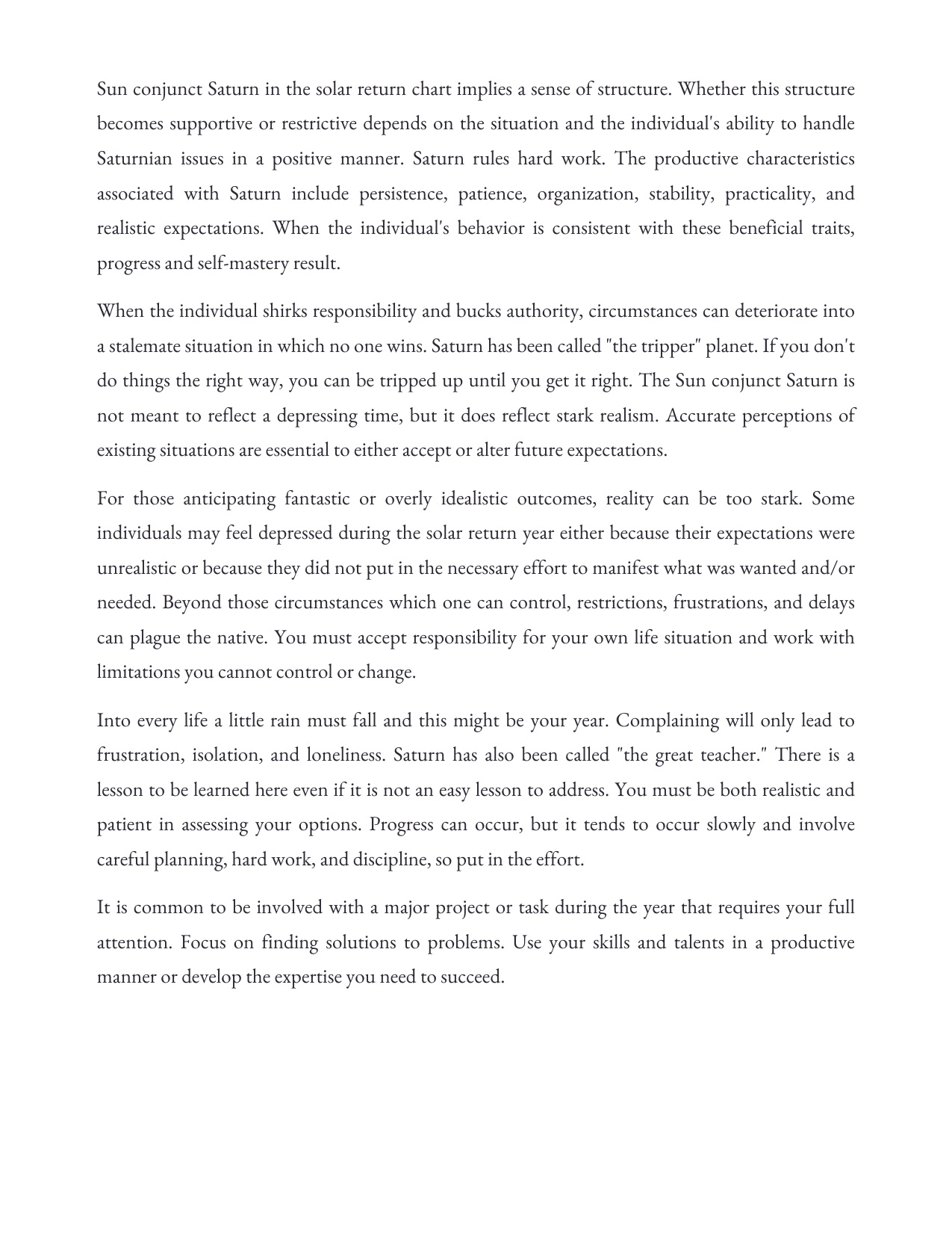 Solar Return &mdash; sample